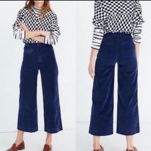 Madewell Madewell Emmett Wide Leg Crop Velveteen Pants Blue